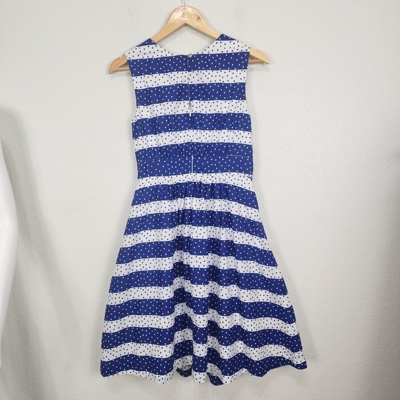 Emily And Fin Blue Polka-dot Fit & Flare Dress Size XS - Picture 5 of 12